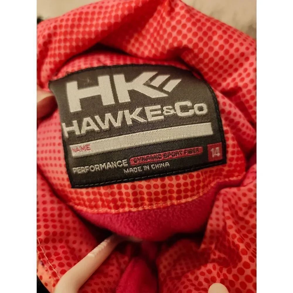 Hawke & Co Pro Series Pink Puffer Jacket Faux Fur Hood Size 14 some wear on the - Picture 4 of 4